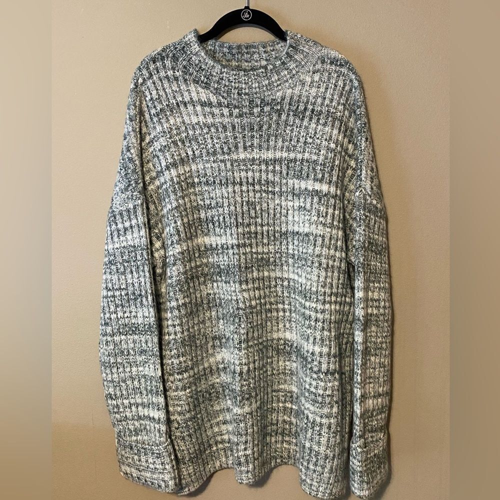 Old Navy Women's Green and White Tunic Sweater Size XL Tall Heavy Knit